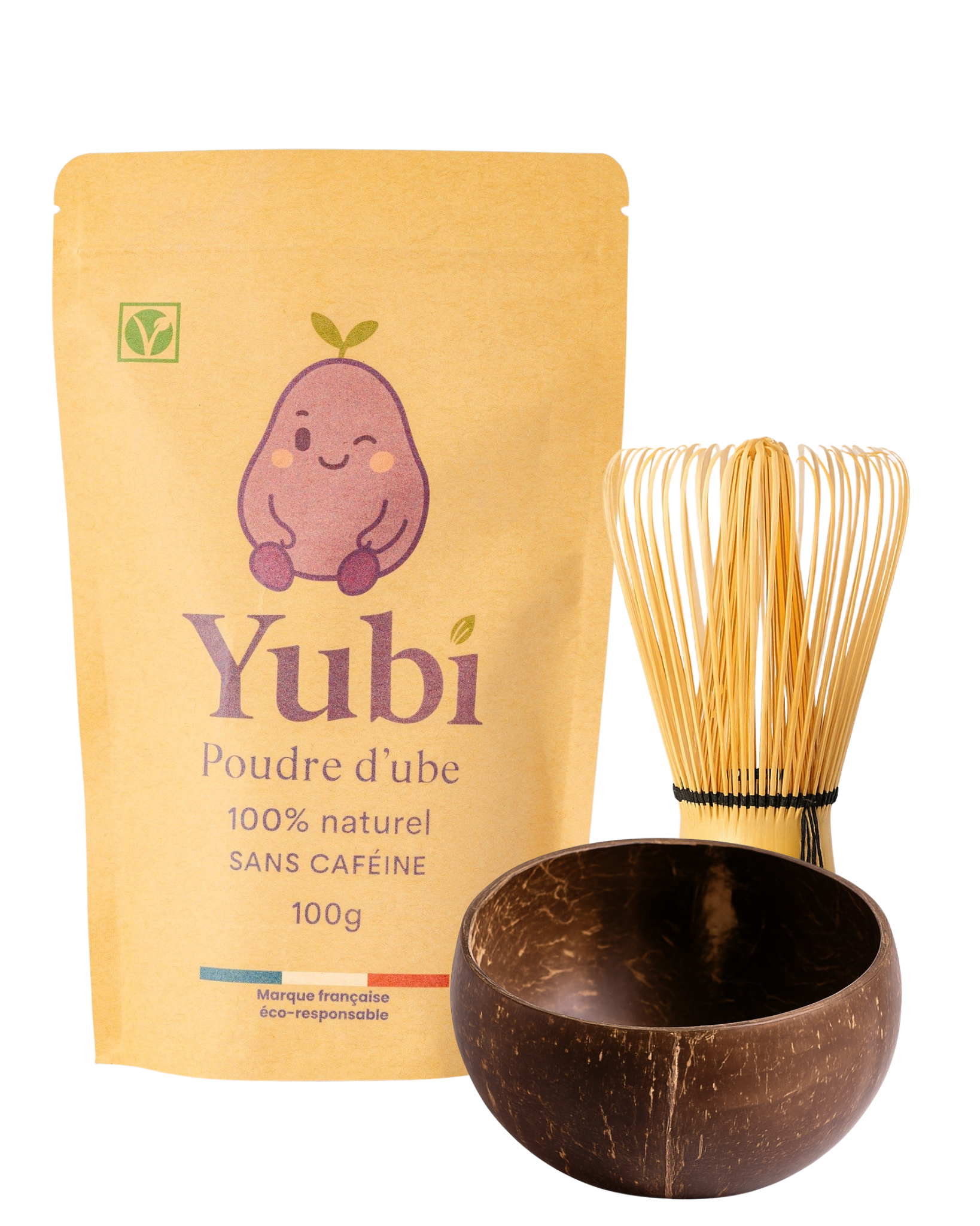 Kit Découverte Yubi – Poudre d’Ube 100g + Bol + Fouet