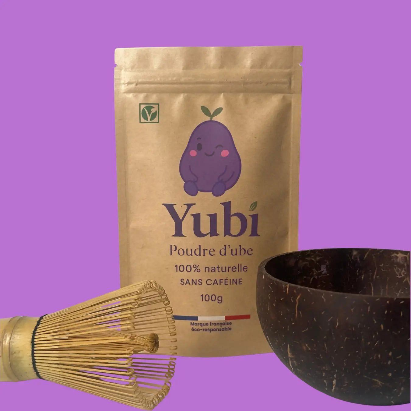 Kit Découverte Yubi – Poudre d’Ube 100g + Bol + Fouet